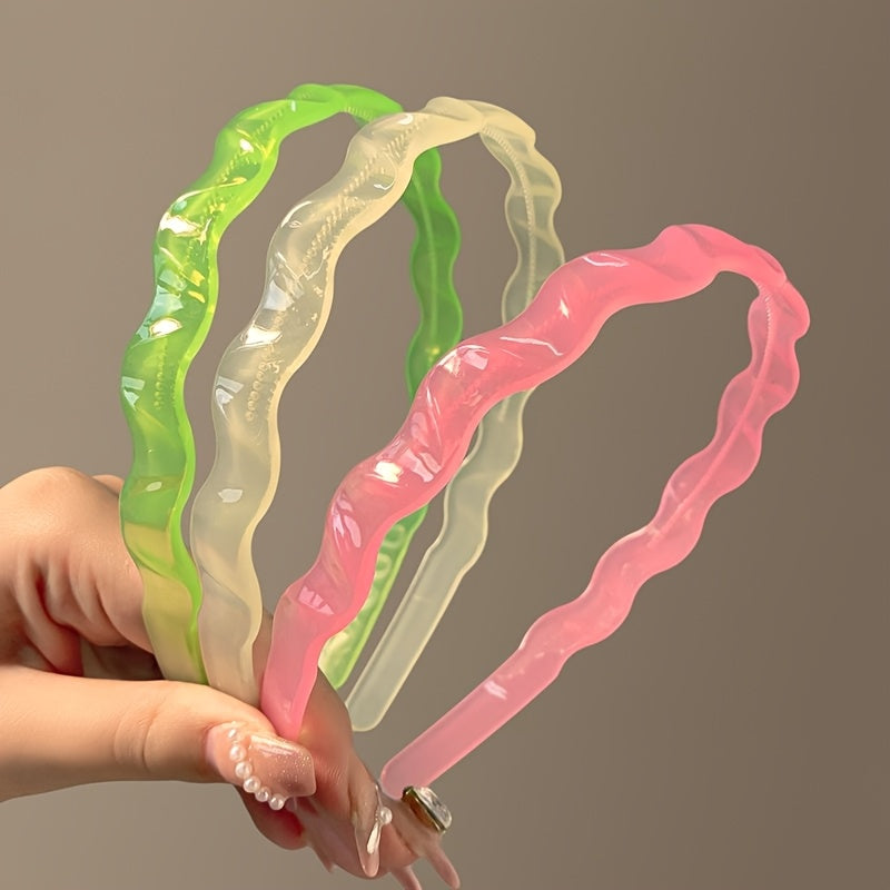 Hairband for Women in Jelly Color, Face Washing, Hair Pressing, Teeth, Waves, Anti-slip Headband, Women's Outing, Versatile Hair Clip, Temperament Headwear